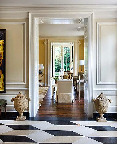 traditional patterned marble floor foyer