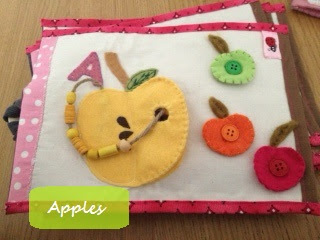 soft book pour enfants avec pomme en feutrine