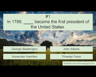 In 1789, ____ became the first president of the United States. Answer choices include: George Washington, John Adams, Alexander Hamilton, Thomas Paine