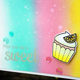 Sunny Studio Stamps: Sweet Shoppe Rainbow Lemon Cupcake Card by Vanessa Menhorn