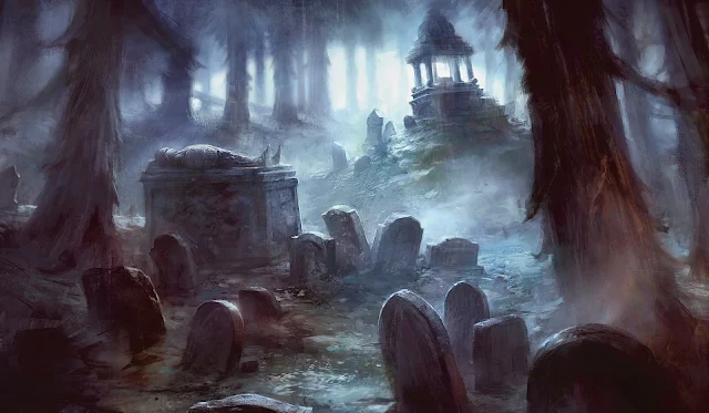 Fantasy Cemetery Landscape wallpaper.