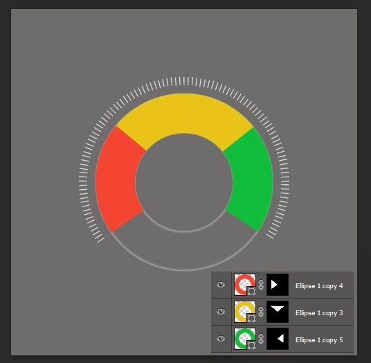 add tow more circles with different colors, and mask them