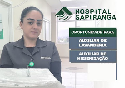 Hospital Sapiranga abre vagas para Auxiliar de Lavanderia e Auxiliar de Higienização