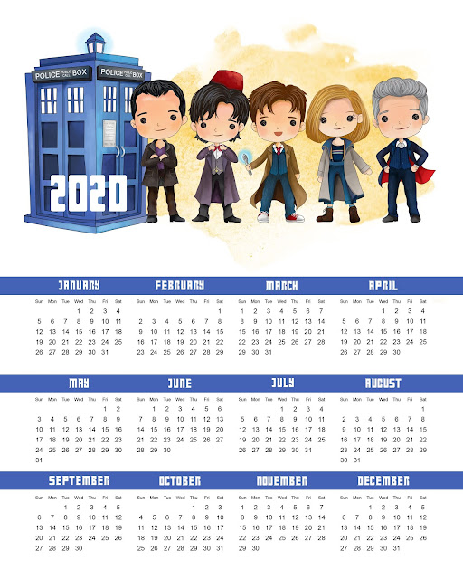 Dr. Who: Calendario 2020 para Imprimir Gratis. 