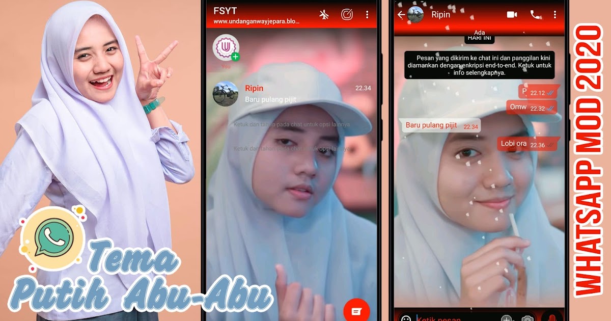 Tema WhatsApp CHERYLL Putih Abu Abu  MIXWhatsApp TERBARU 