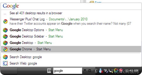 Google Desktop Search Taskbar