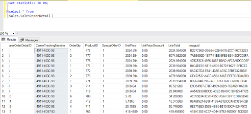 set statistics IO ON