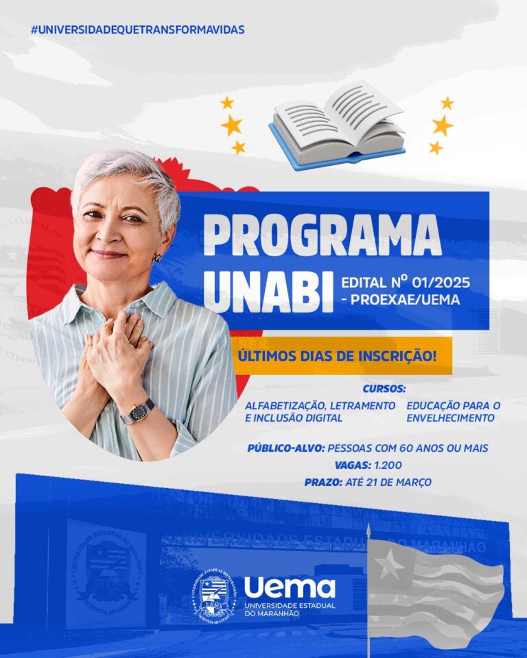 Inscrições para o Programa Universidade Aberta Intergeracional (Unabi) 2025 encerram hoje (21/03)