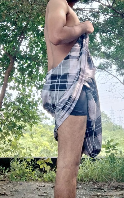 Men in Black Check Lungi with Black Boxer Briefs Underwear - @RajeshS8623113 - @vesti.lover