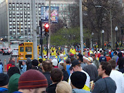 A look down the Tremont Street marathon bus lines along the Boston Common (bostonmarathon )