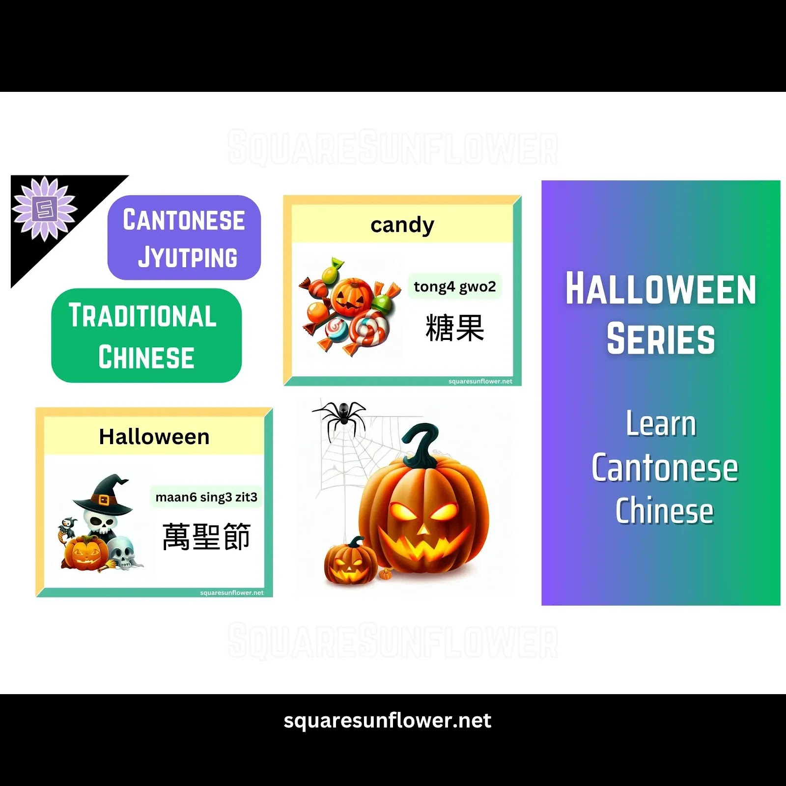 Learn Halloween words In Cantonese Chinese and Traditional Characters