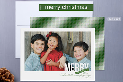 peppermint ribbon holiday christmas photo card sarah brown minted