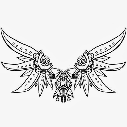 Blades wings biomechanical (steampunk) tattoo stencil