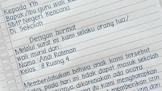 surat Izin Tidak Masuk Sekolah