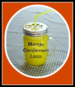 mango cardamom lassi in a mason jar