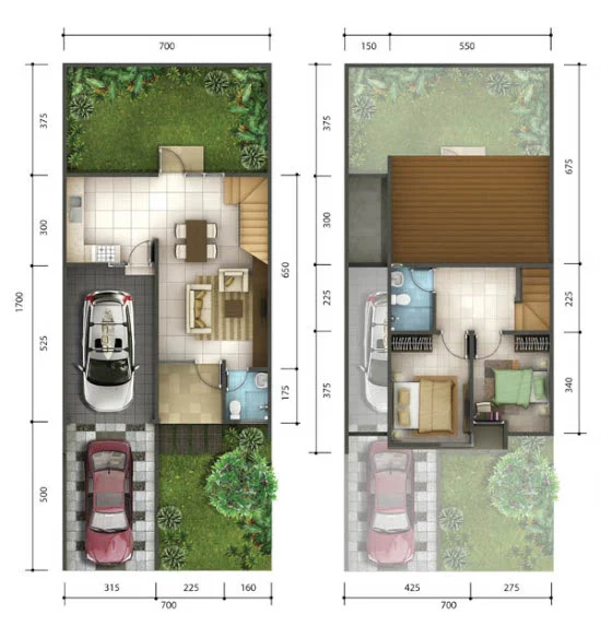 Lingkar Warna 5 Denah Rumah Minimalis Ukuran 7x17 Meter 2