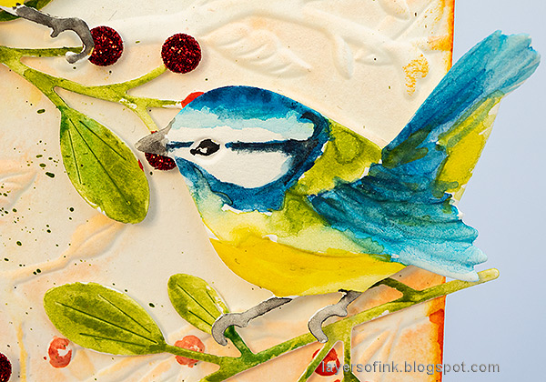 Layers of ink - Fall Tag with Blue Tit Birds Tutorial by Anna-Karin Evaldsson.