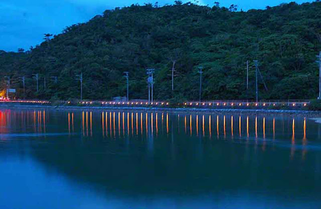 bay, candles, festival,Ogimi, Okinawa, reflections, mountains