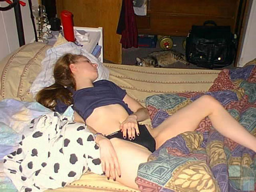 A Victoria BC man had his sleep interrupted Monday night when a drunk woman
