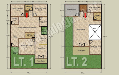 Desain Denah Rumah 2 lantai di Atas Lahan 144 m2 | Blognya Wong Sipil ...