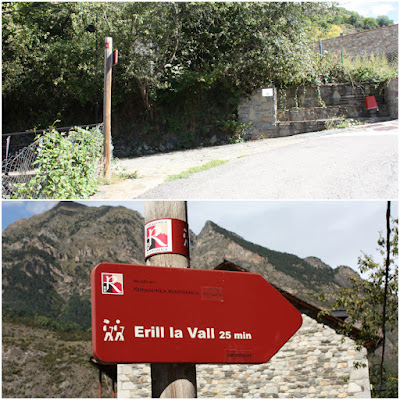 VALL DE BOÍ - BARRUERA - BOÍ - ERILL LA VALL - BARRUERA, rètol informatiu a Boí en direcció Erill la Vall