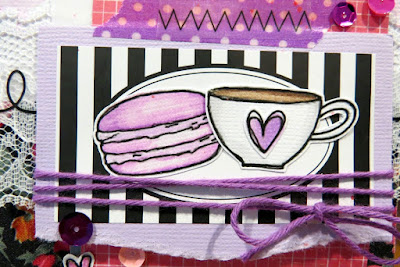 SRM Stickers Blog - Coffee Lover's Blog Hop with Shannon - #coffeeloversblog #coffee #tea #card #clearstamps #teatime #labelsbythedozen #stickerstitches #solidtwine #twine #lace #floralribbon