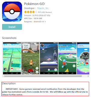 Indonesia di banned Pokemon Go sebelum di rilis