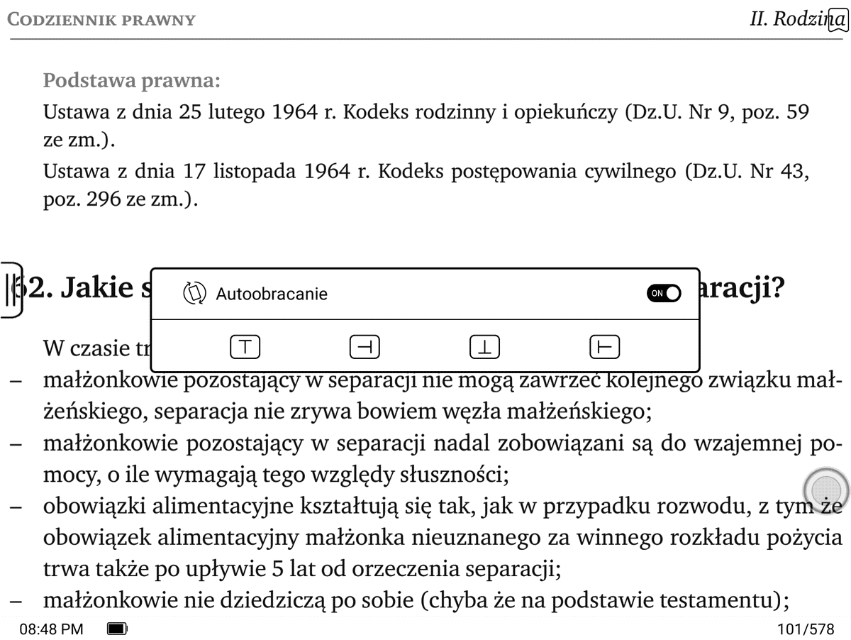 Onyx Boox Leaf – strona pliku PDF w trybie poziomym z ustawionym dopasowaniem do szerokości