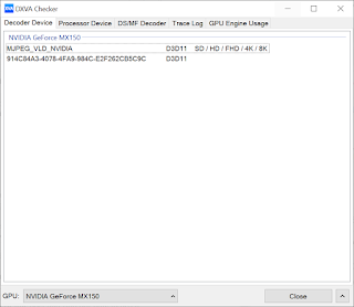 DXVA checker Nvidia MX150