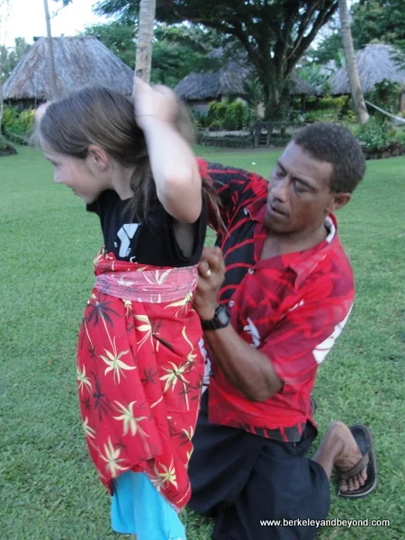 sulu-tying demonstration at Paradise Taveuni in Fiji