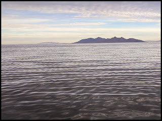 Looking out to Antelope Island at Sunrise from the Great Salt Lake