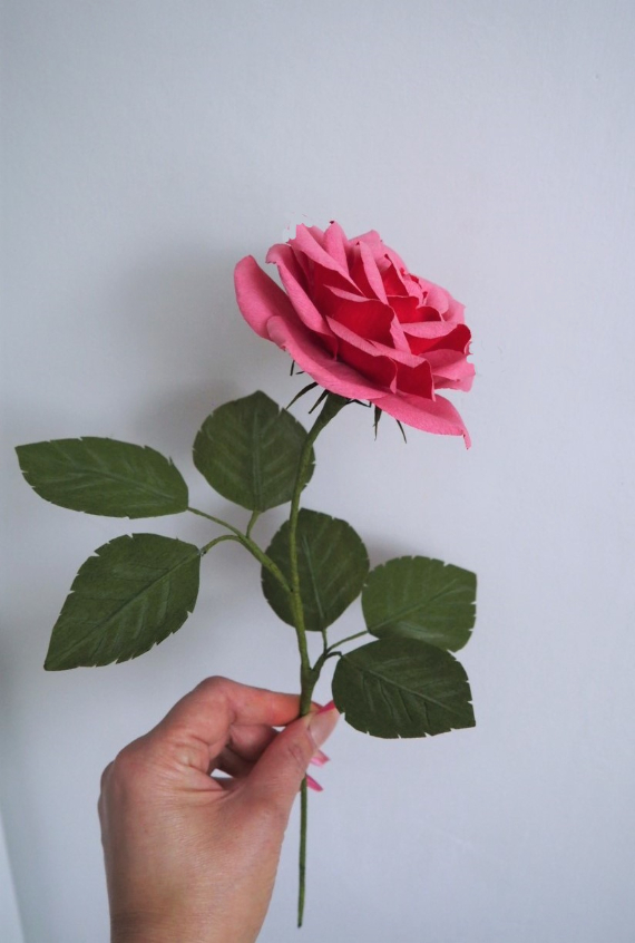 'Sisters'- Crepe Paper pink and Red Garden Roses