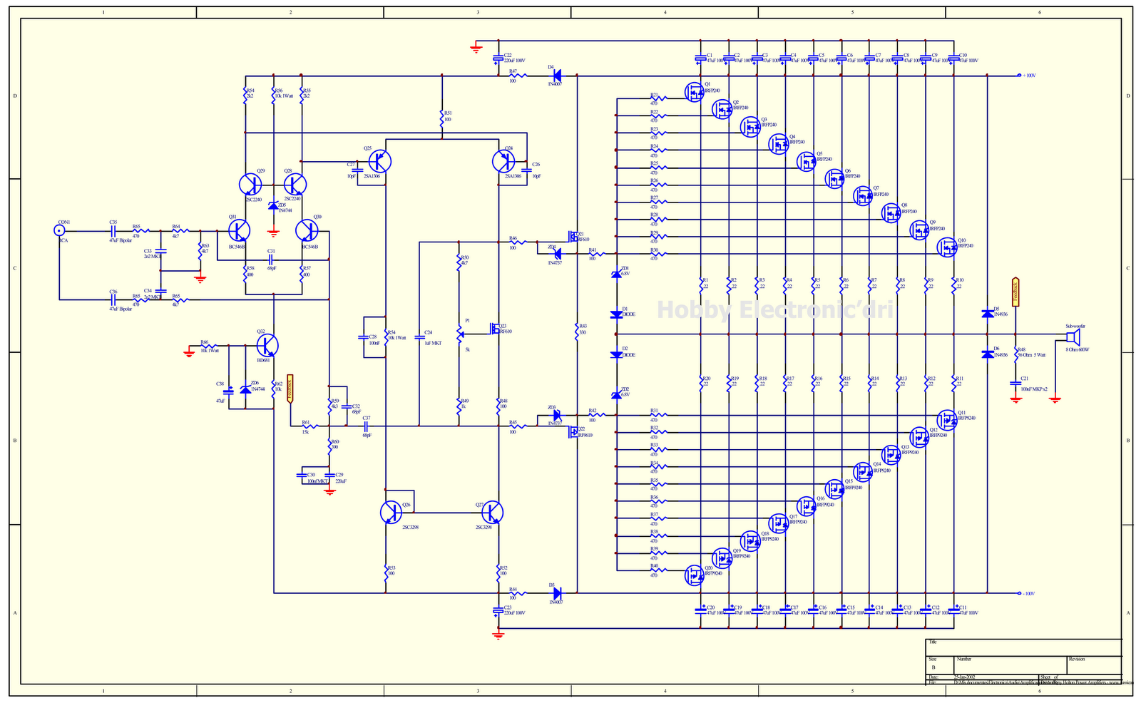 2sc 5200 Mosfet Audio Amplifire Circuit - Collection Scheme Audio Power Amplifier High Power Mosfets - 2sc 5200 Mosfet Audio Amplifire Circuit