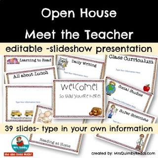 Meet the Teacher Night, Back to School resources, MrsQuimbyReads, slideshow presentation for meet the teacher night