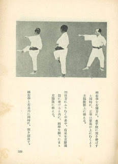 Gichin Funakoshi Demonstrating Keriage