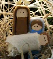 String nativity ornaments with baby Jesus