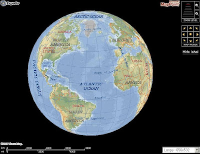 Zoomable topographic map of the world. World topographic map link