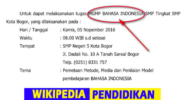 Contoh Surat Tugas MGMP Bahasa Indonesia Format Doc