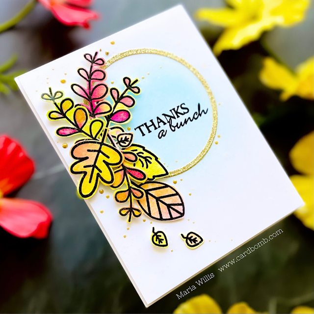 Cardbomb, Maria Willis,Gina K Designs,stamps, ink, paper, papercraft, crafting, create, leaves, watercolor, Nuvo,#nuvoshimmerpowder,