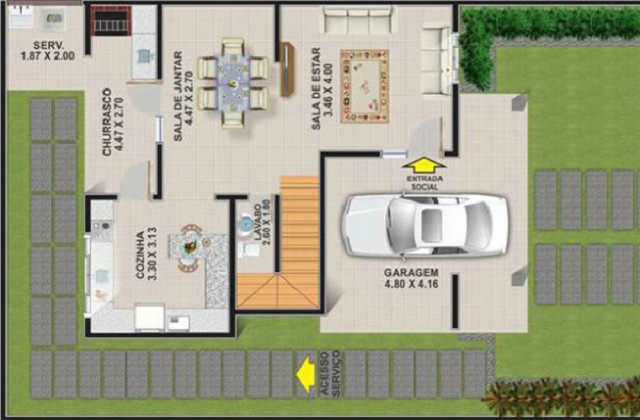 PLANO DE CASA CON TRES DORMITORIOS DE 148 M2