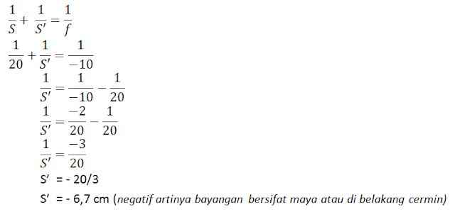 hitung jarak bayangan cermin cembung