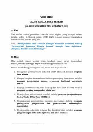 Contoh Visi Dan Misi Kepala Desa