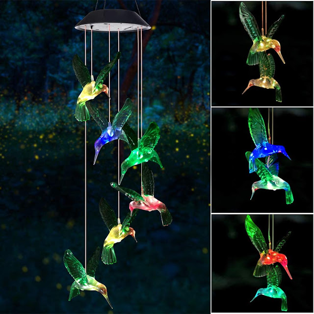 solar hummingbird windchimes