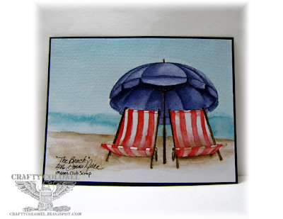 Crafty Colonel Donna Nuce using Club Scrap Boardwalk stamp and Distress Ink as watercolor