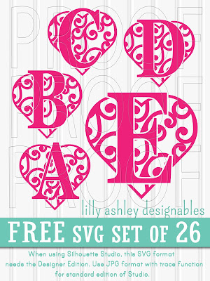 free svg letter set by lilly ashley designables