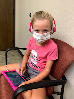 I had a check-up for my shoulder and had to bring the kids, so Brooklyn had to wear her mask