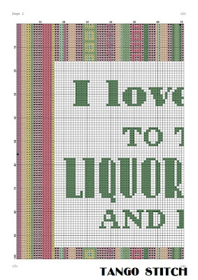 I love you liquor store funny romantic cross stitch pattern