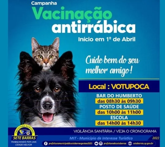 Prefeitura inicia vacinação antirrábica em Cães e Gatos
