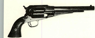 Off to Cowes and market went brand new Remington .44 revolvers, much liked by French ordnance officers. Author bought new specimen of U.S. Civil War pistol in small French gunshop in Rennes in 1949 for $6.00. Butt had been drilled for lanyard swivel base but gun had never been used.