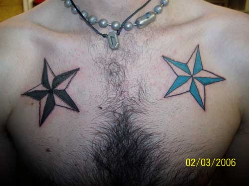 Black nautical star tattoo designs for men
